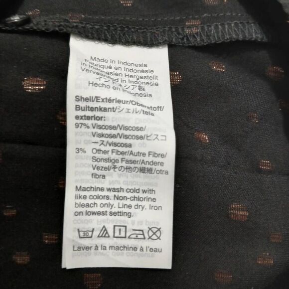 Madewell womens medium viscose silk boxy flare top black rust brown Swiss dot - Picture 5 of 6